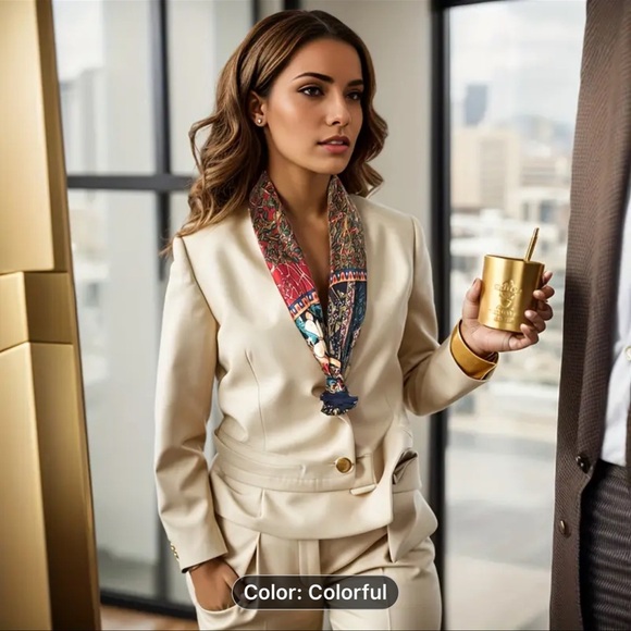 Boho Style Satin Square Scarf for Women - Elegant Chic Shawl with Tree of Life - Picture 7 of 10